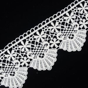 White Lace Trim Guipure Wide Floral