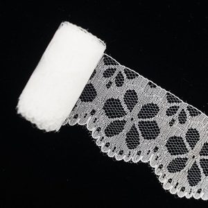 White Tulle Hollowed Floral Lace Trim