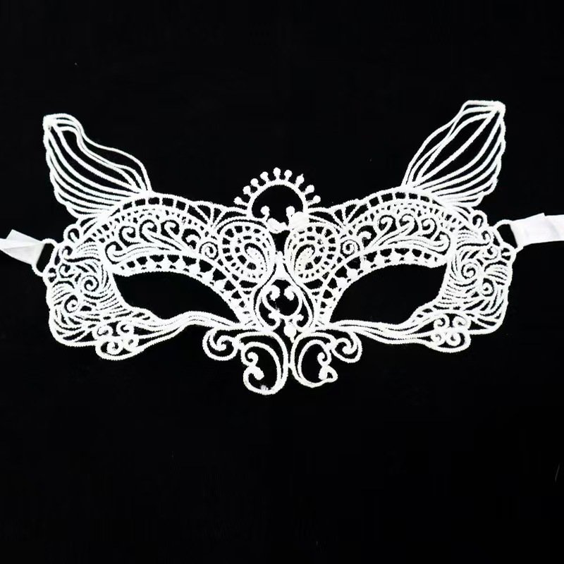 black-lace-half-face-mask-with-hollow-out-design B15 White