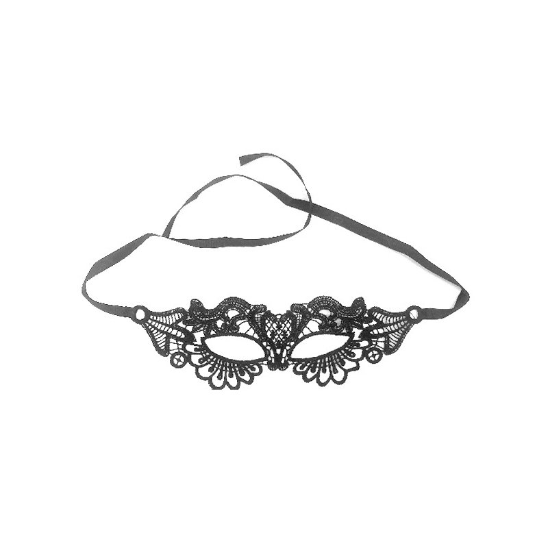 Venetian Themed Masquerade Black Lace Mask Flower