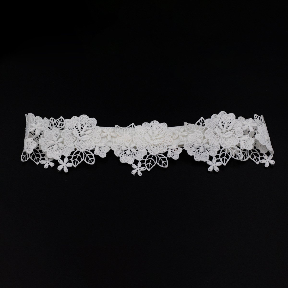 White Water-Soluble Lace Flower Wedding Garter Sexy Thigh Band 6