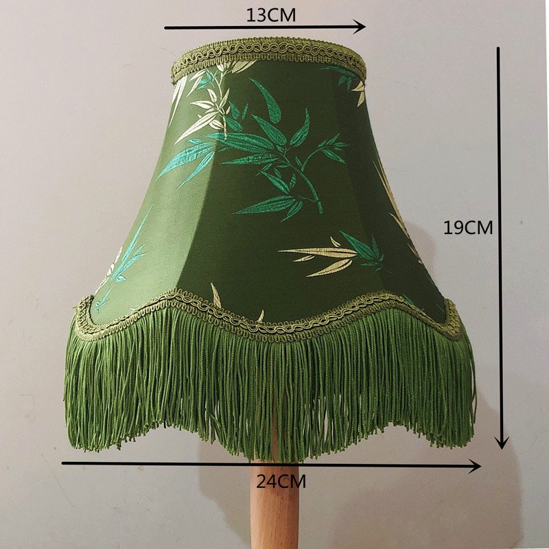 Fabric Lampshade Desk Lampshade Victorian Lampshade with Fringe Bamboo Leaf Tapered Tassel
