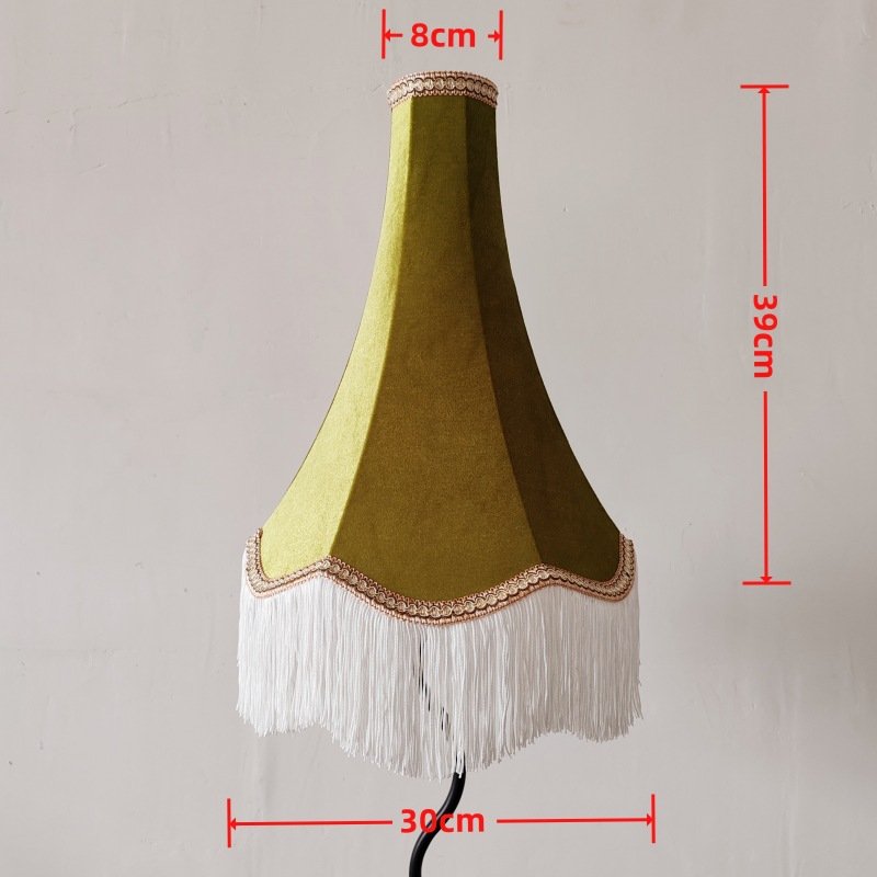 Fabric Lampshade Desk Lampshade Victorian Lampshade with Fringe Green Extra-high