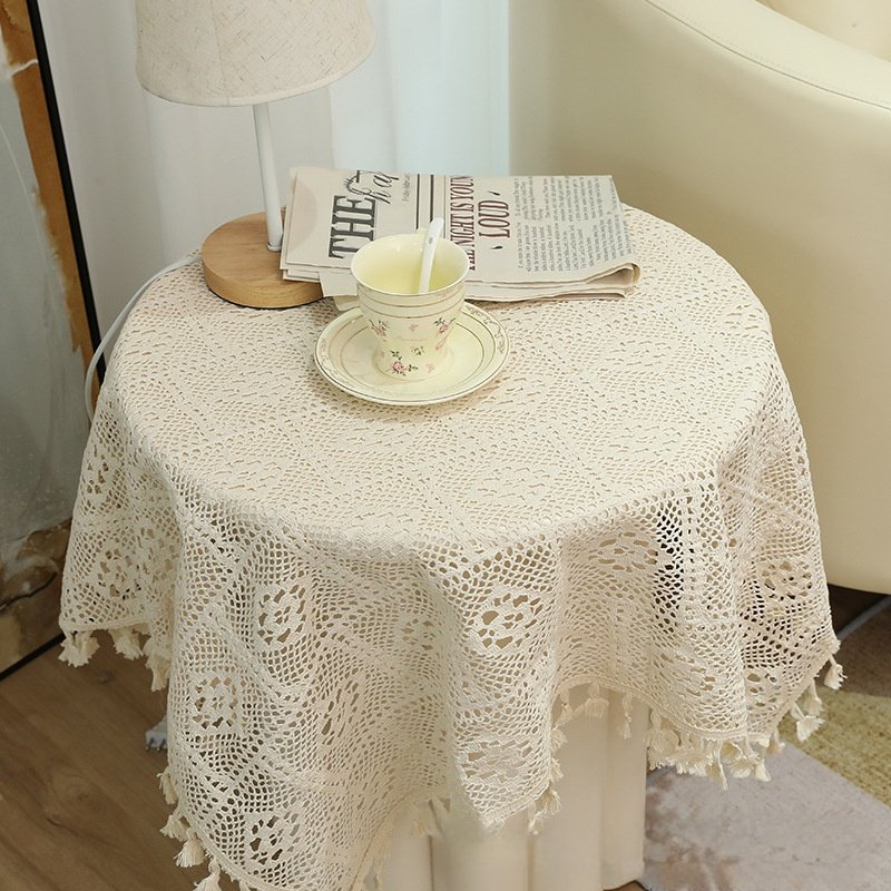 Tablecloth Crochet Tablecloths Lace Handmade Doily Cotton Table Doilies 2016 Beige Misaligned Checkered Pattern