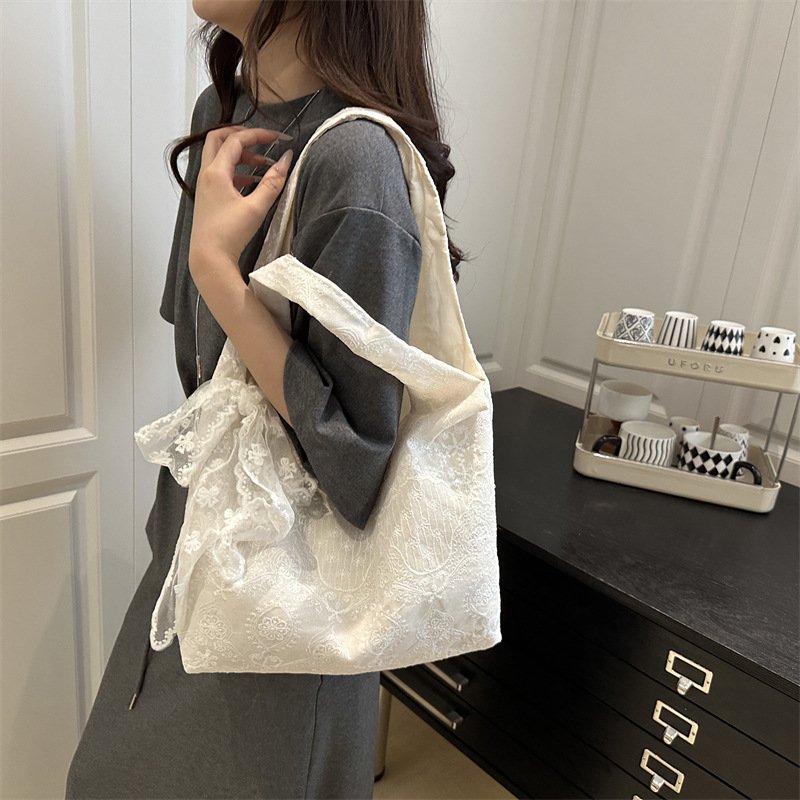 Bow Bag - Lace Tote with Scarf - Image 3
